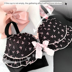 Japanese Sweet Girl Underwear Breasts Gathering to Make Bigger No Wires Anti-Sagging Cute Lolita Bra Set