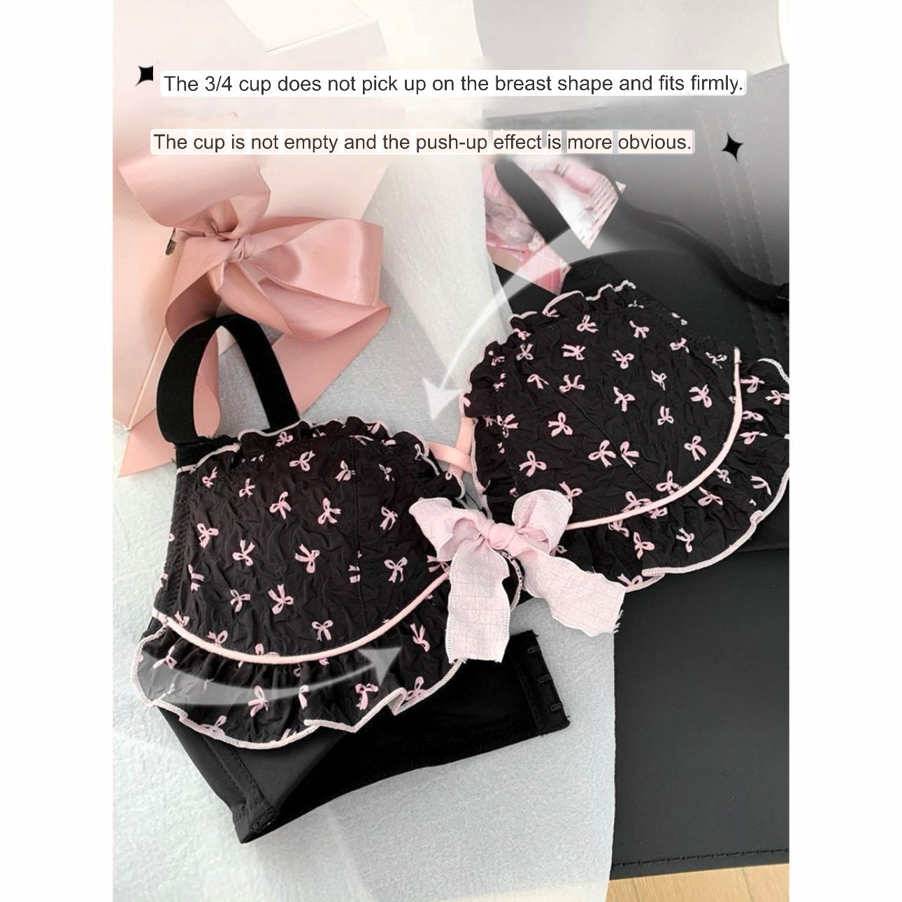 Japanese Sweet Girl Underwear Breasts Gathering to Make Bigger No Wires Anti-Sagging Cute Lolita Bra Set