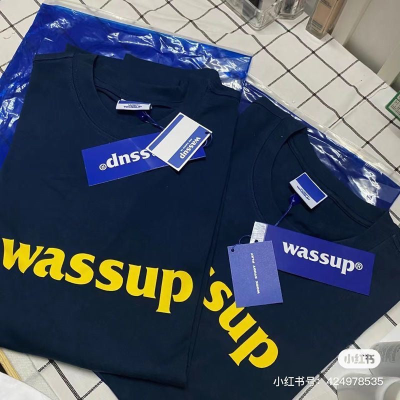 WASSUP heavyweight pure cotton short-sleeved 3D silicone unisex loose T-shirts casual all-match T-shirts