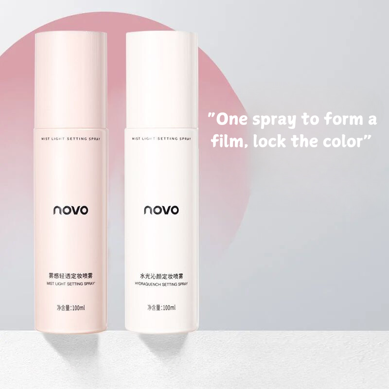 NOVO Setting Spray: Fast film formation, long-lasting oil control, smudge-proof, waterproof, sweat-resistant, hydrating spray.