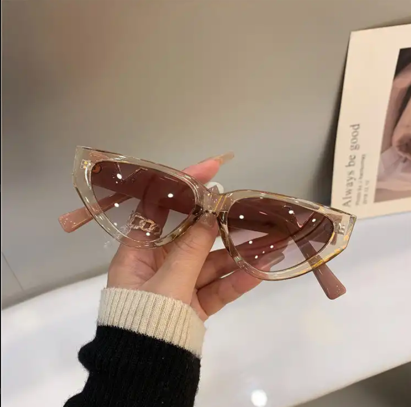 Cat Eye Slim Frame High-End Street Photography Sunglasses for Women