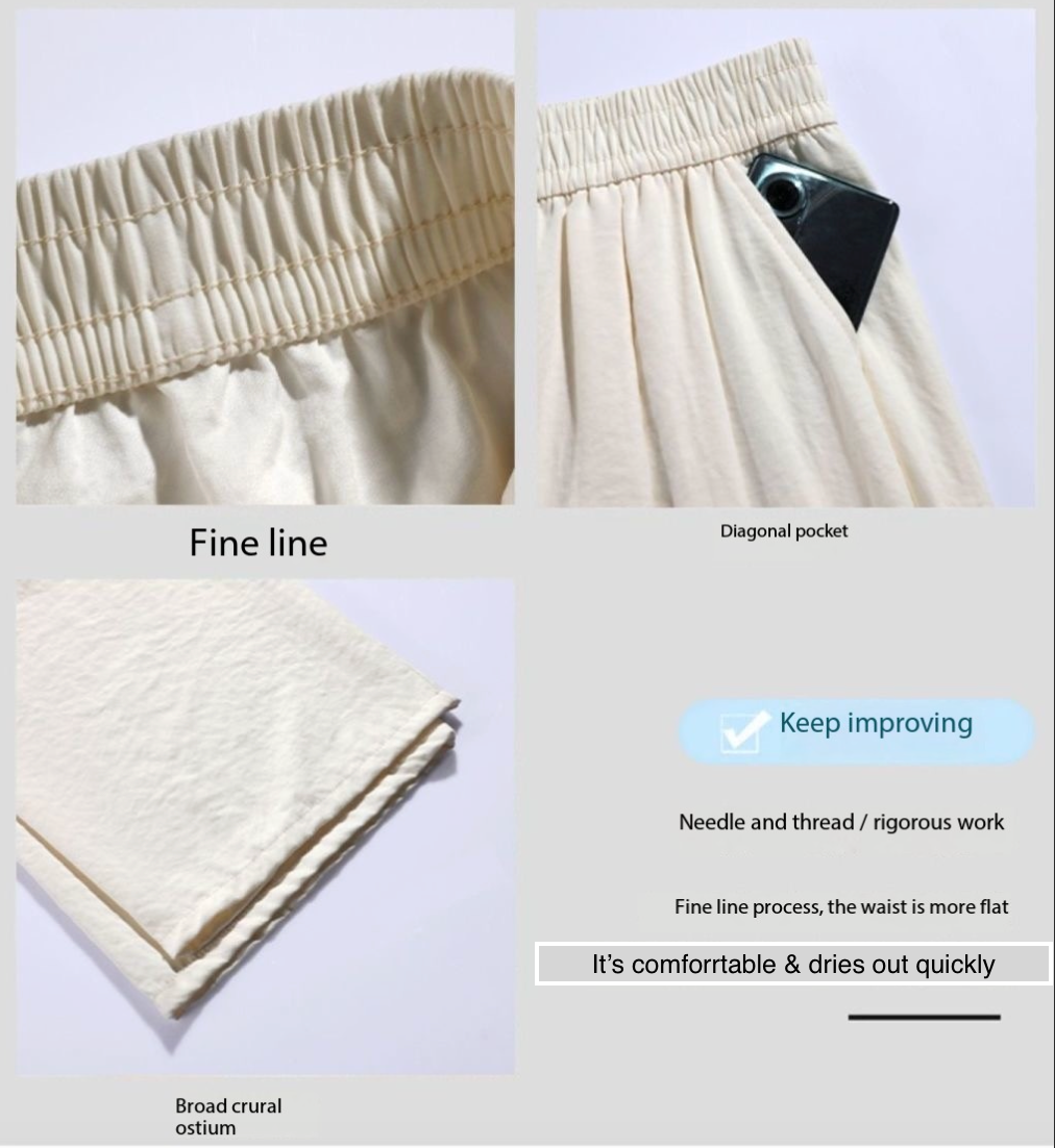 Korean Creamy White Textured Wide Leg Summer Pants High Waist Drape Milk Straight