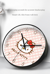 Cute Hello Kitty wall clock for children's room, fun quartz clock for kids' room, small fresh cartoon design, no-drill installation