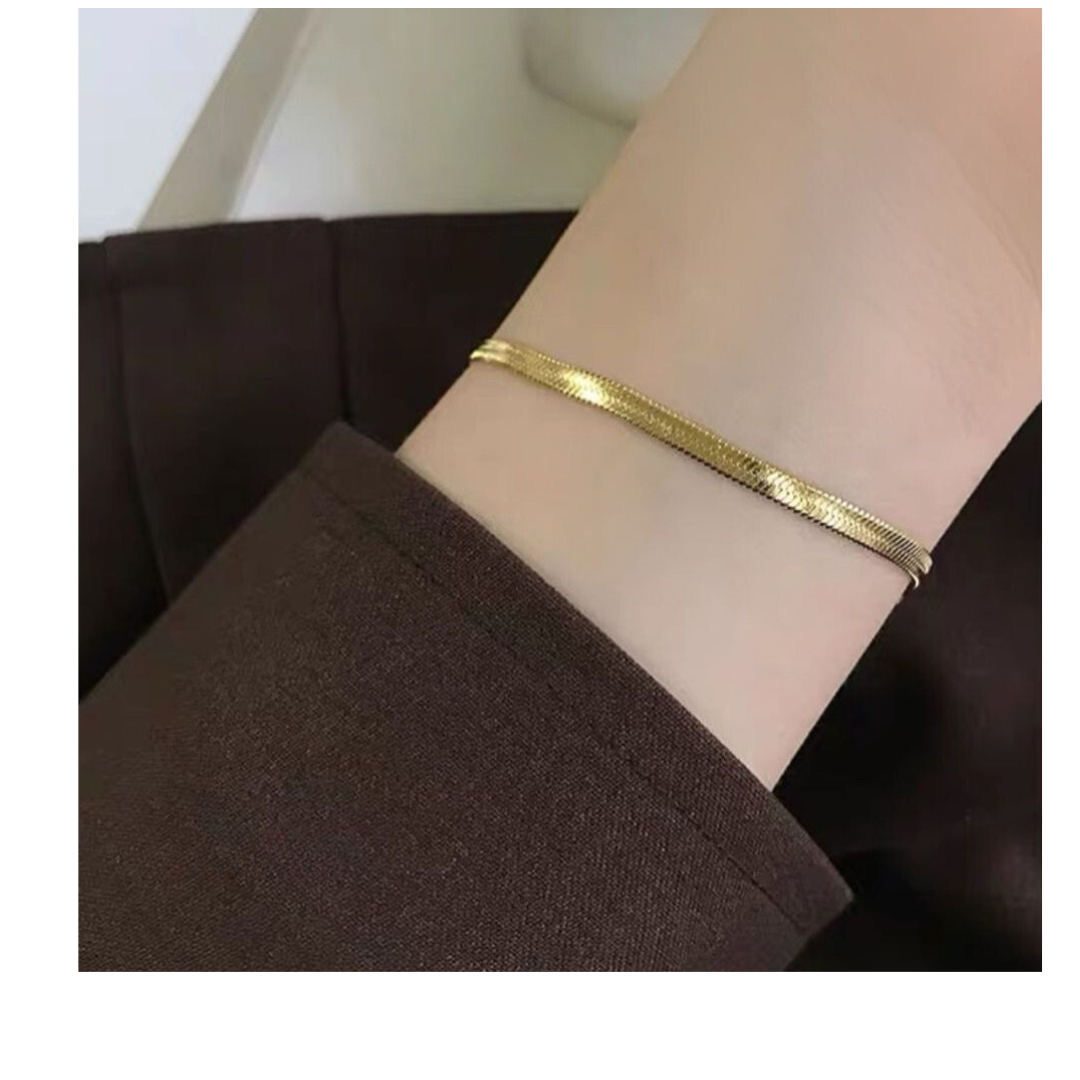 Flat Snake Bone Chain Blade Link Widy Korean Style Me Version Shininimalist Versatile Bracelet.