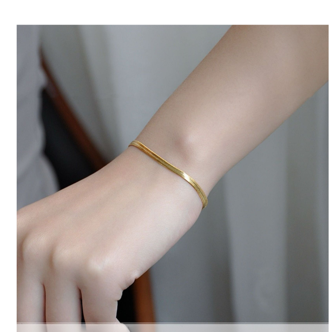 Flat Snake Bone Chain Blade Link Widy Korean Style Me Version Shininimalist Versatile Bracelet.