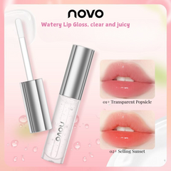 NOVO Hydrating Lip Gloss – Plumping, Exfoliating, Reduces Lip Lines, Moisturizing Lip Oil, Clear and Transparent Gloss