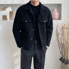 Black Jacket New Style casual and versatile warm woolen jacket