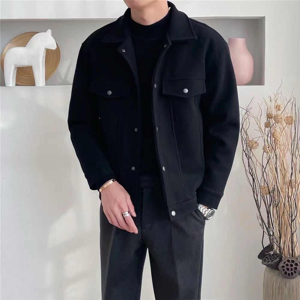 Black Jacket New Style casual and versatile warm woolen jacket