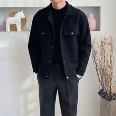 Black Jacket New Style casual and versatile warm woolen jacket