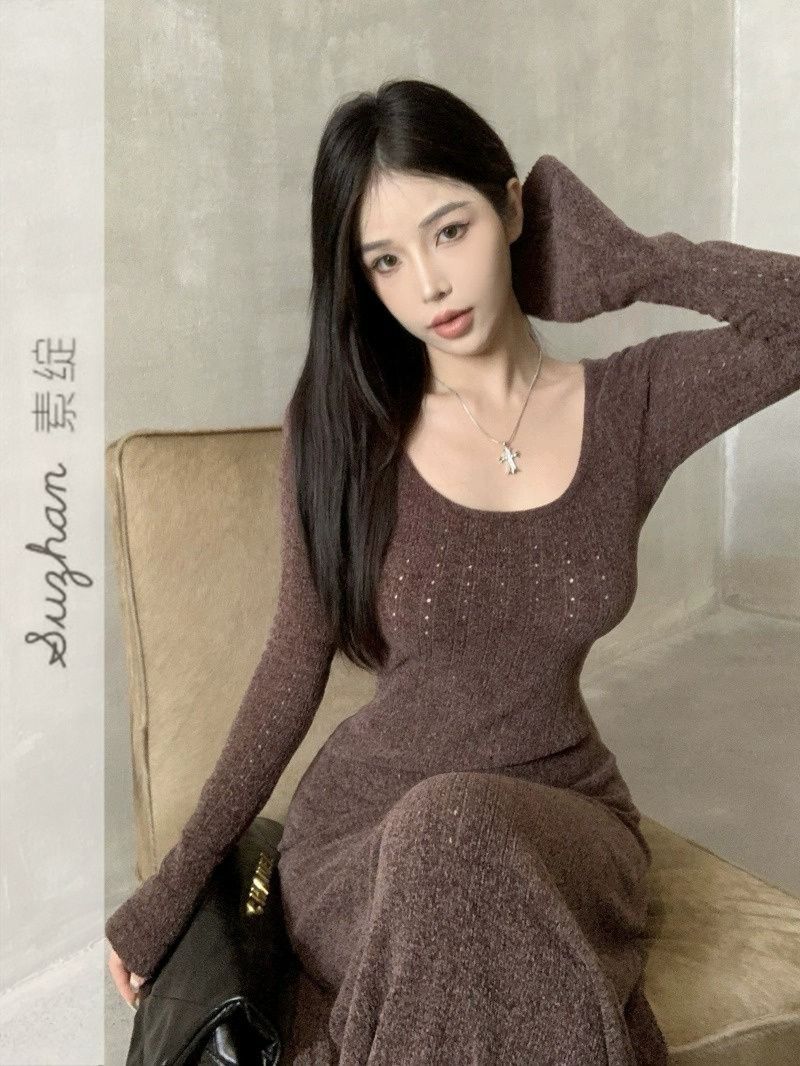 Knitted Maxi Dress For Ladies