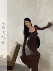 Knitted Maxi Dress For Ladies