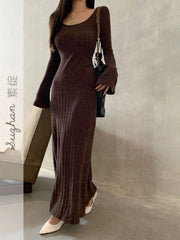 Knitted Maxi Dress For Ladies