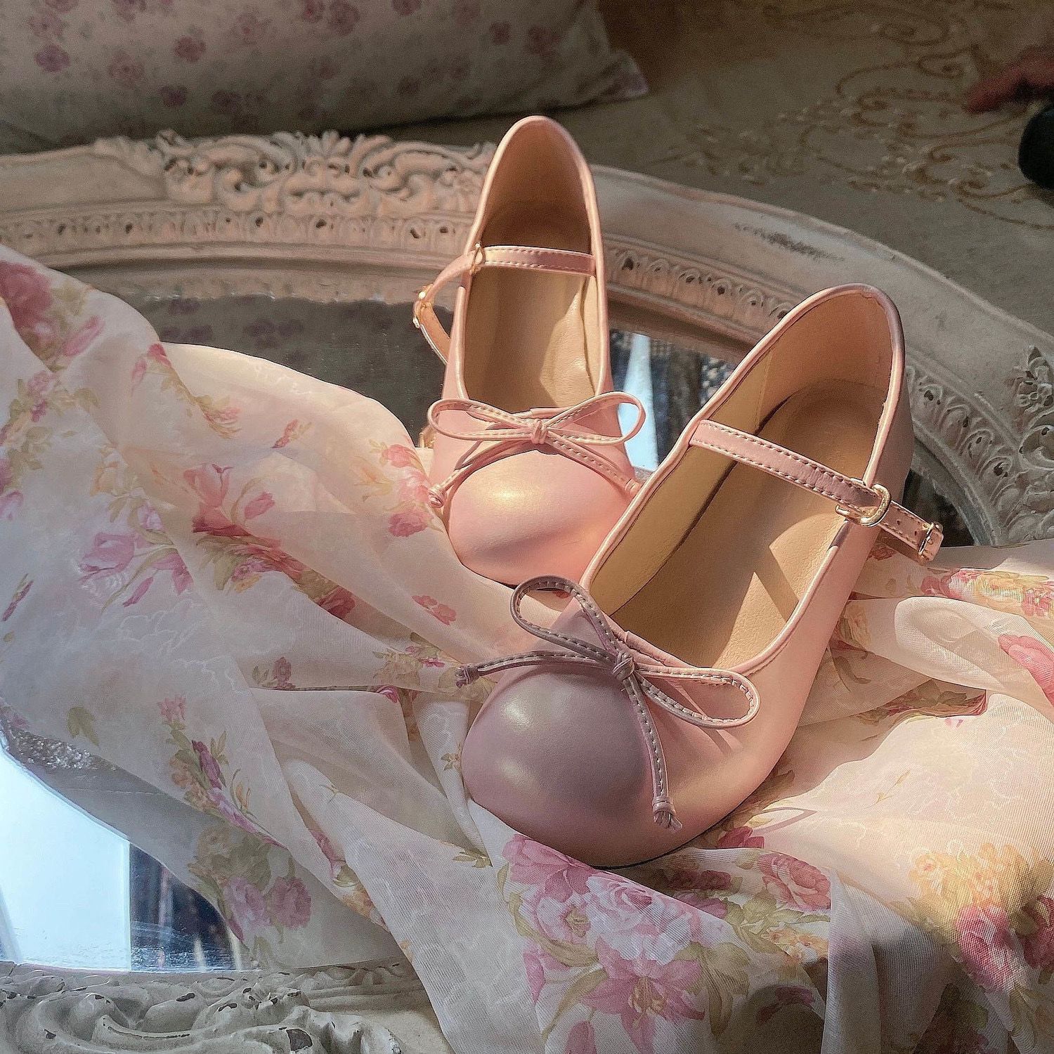 Japanese-style Cute Little Leather Ballerina’s Shoes | Lolita Round Toe Chunky Heel Versatile Mary Jane Shoes.