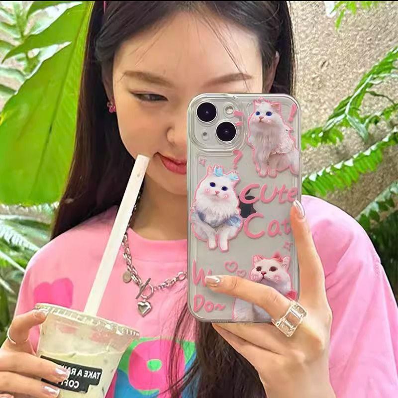 Pink Cat Silicone iPhone Case - Shockproof Cover