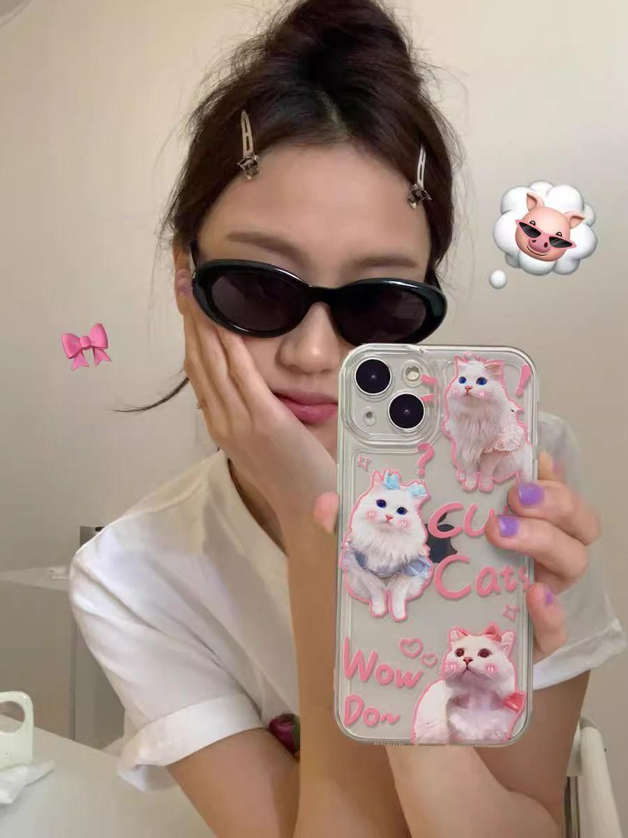 Pink Cat Silicone iPhone Case - Shockproof Cover