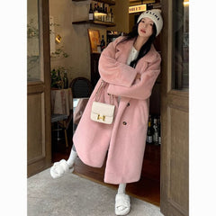 Eco-Friendly Faux Mink Fur Long Coat for Women, Thickened European Mink Fur, Loose Fit with Suit Collar