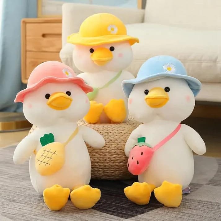 Bag Cap Duck Soft Toy | Plush Duck Toy with Bag and Cap Design