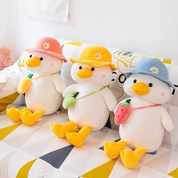 Bag Cap Duck Soft Toy | Plush Duck Toy with Bag and Cap Design