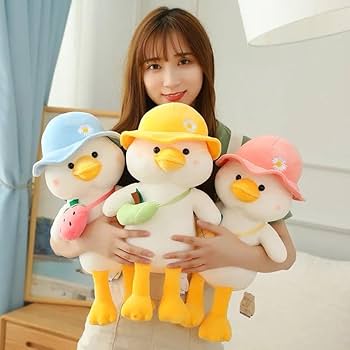 Bag Cap Duck Soft Toy | Plush Duck Toy with Bag and Cap Design