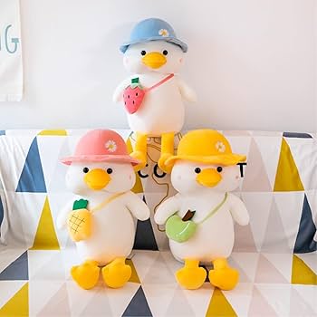 Bag Cap Duck Soft Toy | Plush Duck Toy with Bag and Cap Design