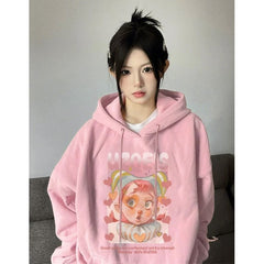 Silver Fox Fleece Cotton Hoodie for Women | Lazy Chic Art Student Pullover in Soft Pink 450GSM