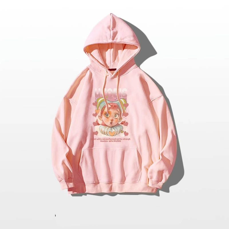 Silver Fox Fleece Cotton Hoodie for Women | Lazy Chic Art Student Pullover in Soft Pink 450GSM