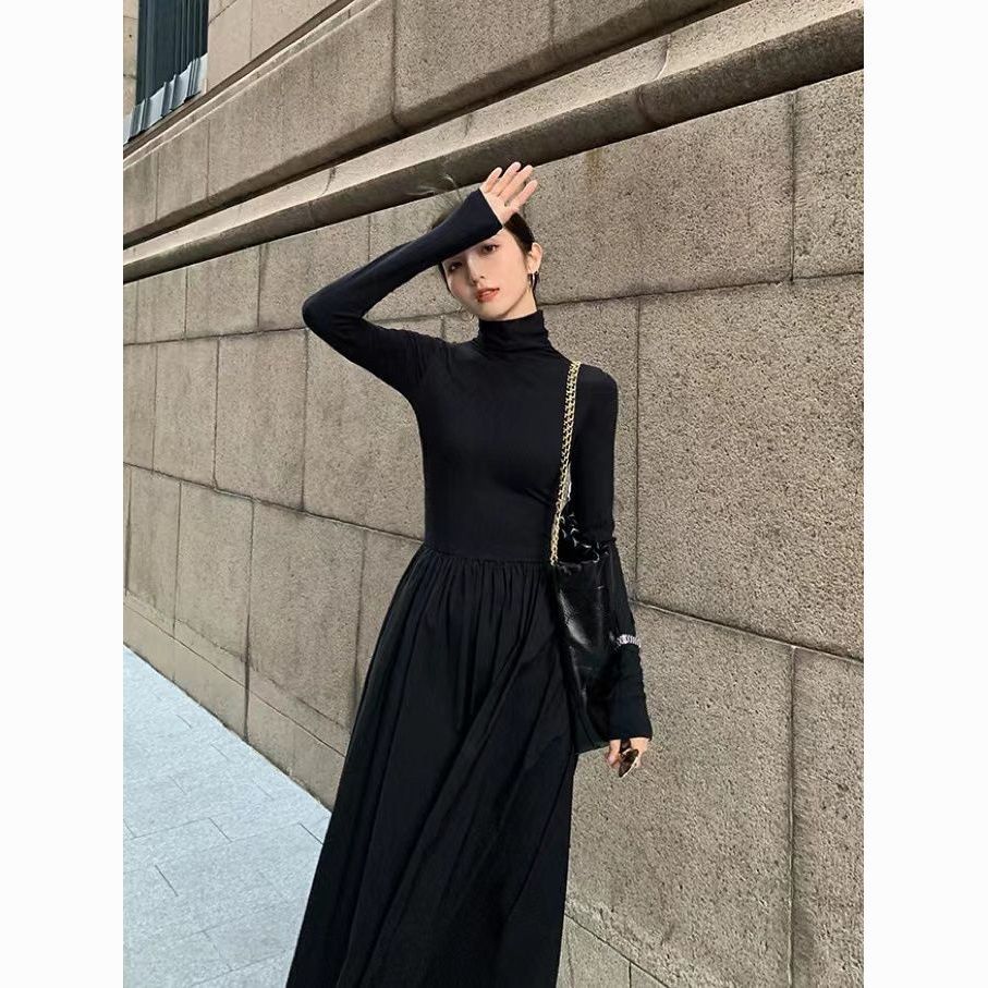 Elegant Audrey Hepburn-Inspired Midi Dress for Women | Korean Slim-Fit Long Skirt