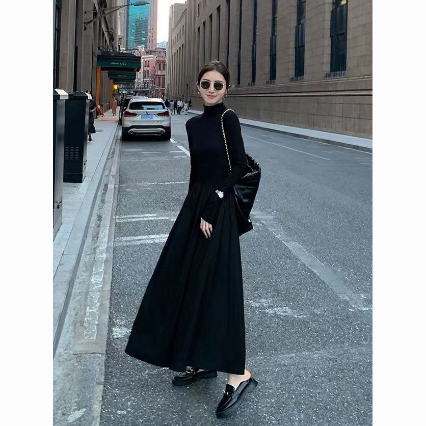 Elegant Audrey Hepburn-Inspired Midi Dress for Women | Korean Slim-Fit Long Skirt