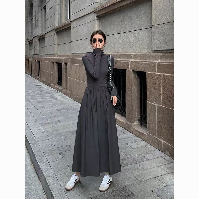 Elegant Audrey Hepburn-Inspired Midi Dress for Women | Korean Slim-Fit Long Skirt