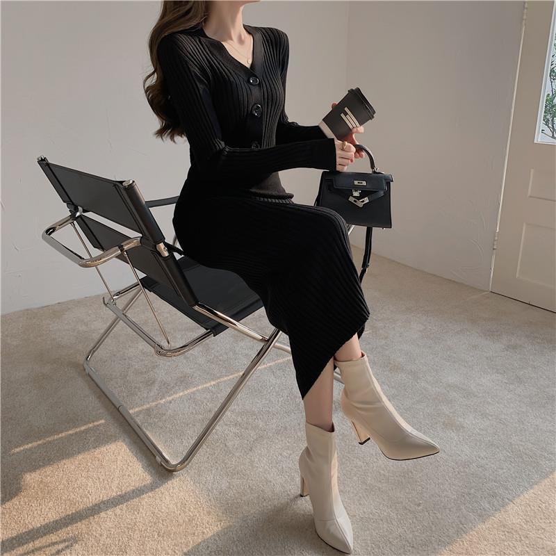 Slim-Fit Knit Sweater Dress for Women | Over-the-Knee Waist-Cinching Bodycon Dress for Layering