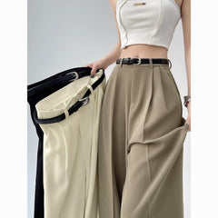 High-Waist Wide-Leg Trousers Women - Elegant Loose Straight-Leg Pants