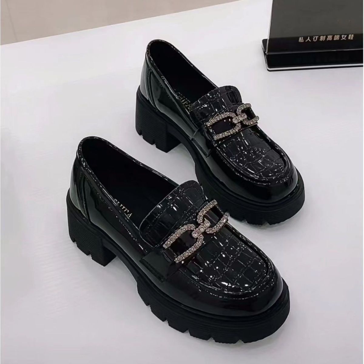 Genuine Leather Platform Loafers Women - Classic Mirror-Finish Chunky Shoes