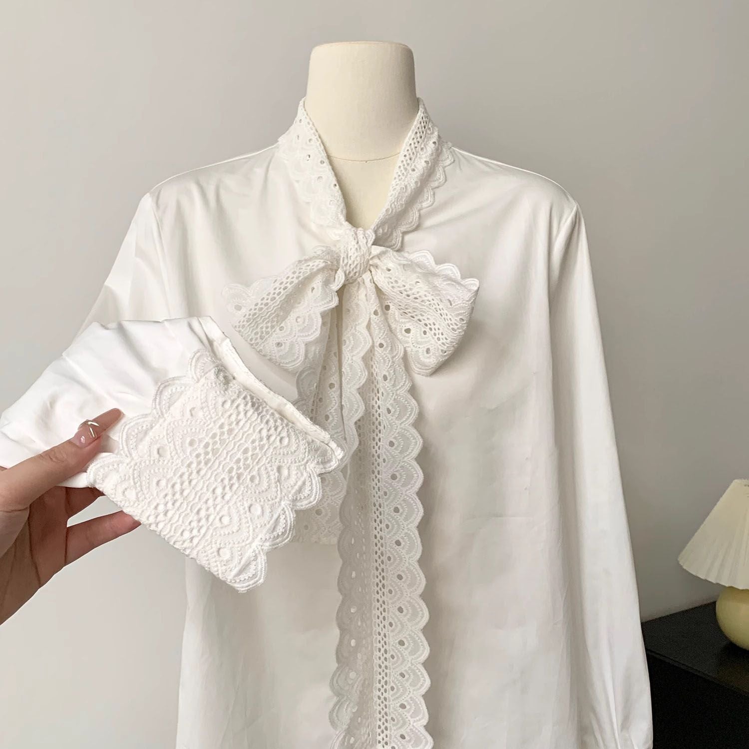 French Bowknot Shirt - Chic & Elegant Long Sleeve Blouse, Unique Design, Trendy and Versatile Fashion Top