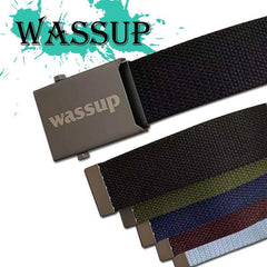 WASSUP Vintage Distressed Automatic Buckle Belt - Unisex Casual Alloy Canvas Woven Strap