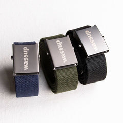 WASSUP Vintage Distressed Automatic Buckle Belt - Unisex Casual Alloy Canvas Woven Strap