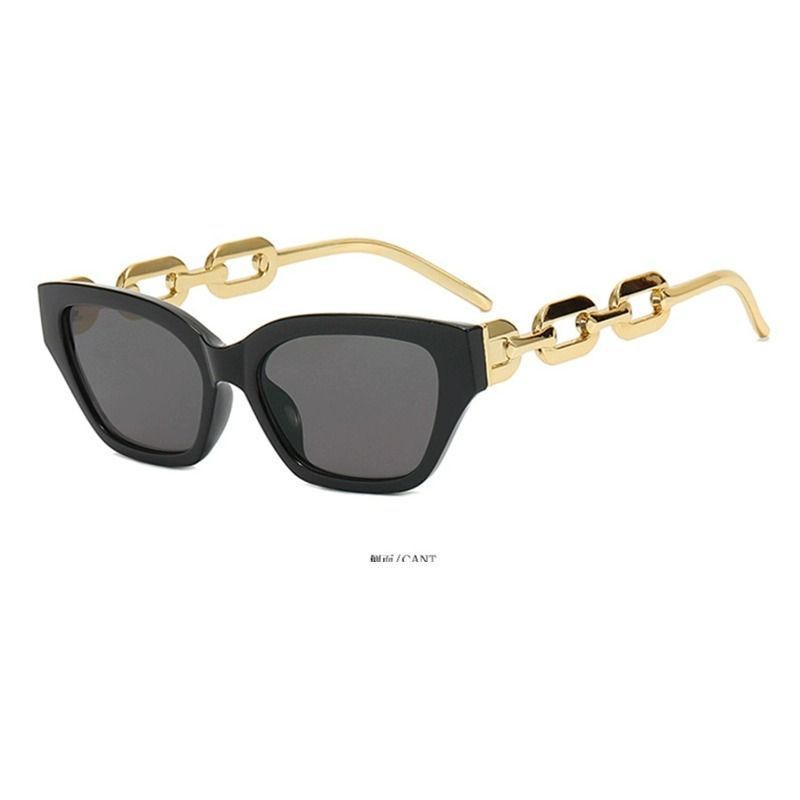 Vintage Cat Eye Sunglasses with Chain Legs – High-End Fashion, Bold Personality, European & American Style, UV Protection