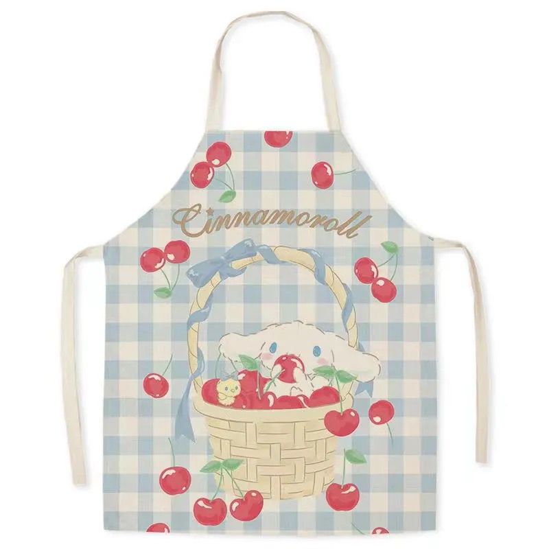 Cute Cinnamon Dog Parent-Child Apron, Adult Neck-Hanging, No-Wash Cotton Linen Fabric, Kitchen Oil-Proof Sleeveless Waist Apron Wholesale