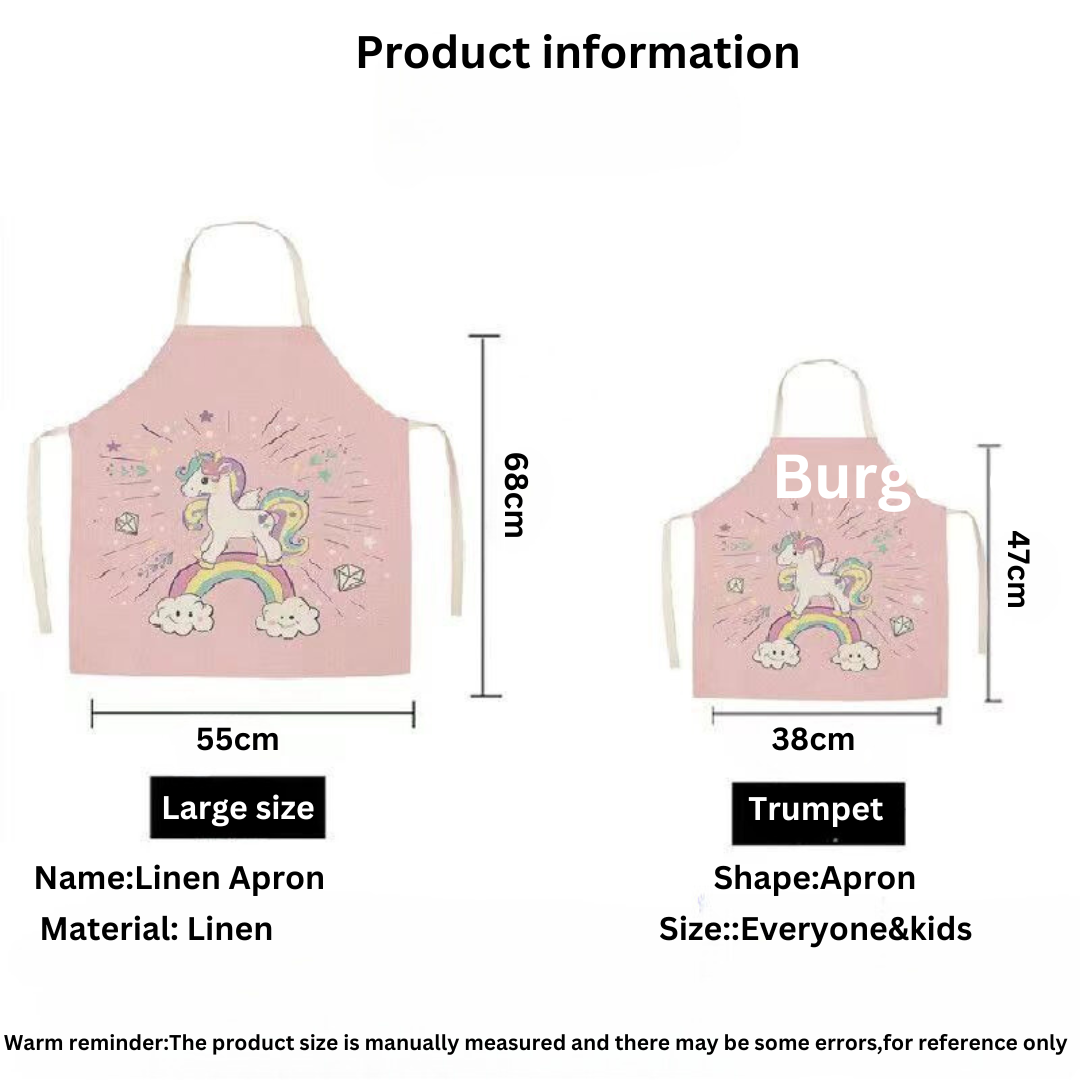 Cute Cinnamon Dog Parent-Child Apron, Adult Neck-Hanging, No-Wash Cotton Linen Fabric, Kitchen Oil-Proof Sleeveless Waist Apron Wholesale