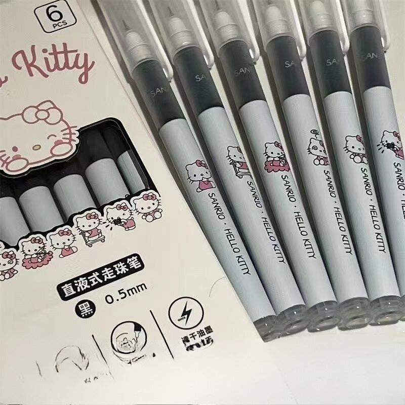 Hello Kitty Liquid Ink Rollerball Pen – High-Quality, Quick-Drying 0.5mm Black Pen, Cute Design for Exams and Writing