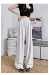 Wide-leg high-waisted drapey casual summer thin suit trousers