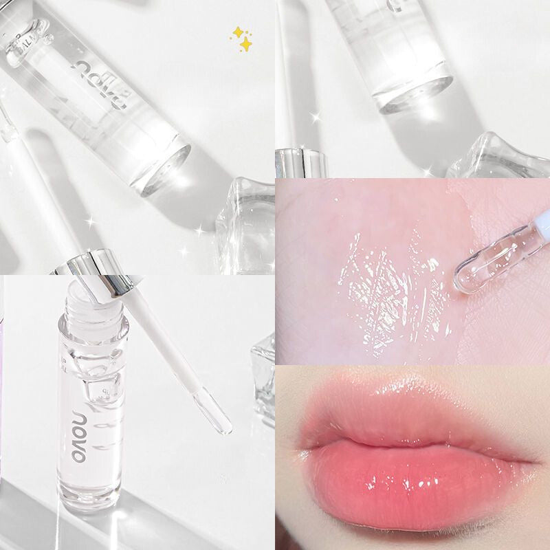 NOVO Hydrating Lip Gloss – Plumping, Exfoliating, Reduces Lip Lines, Moisturizing Lip Oil, Clear and Transparent Gloss