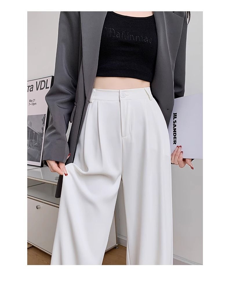 Wide-leg high-waisted drapey casual summer thin suit trousers