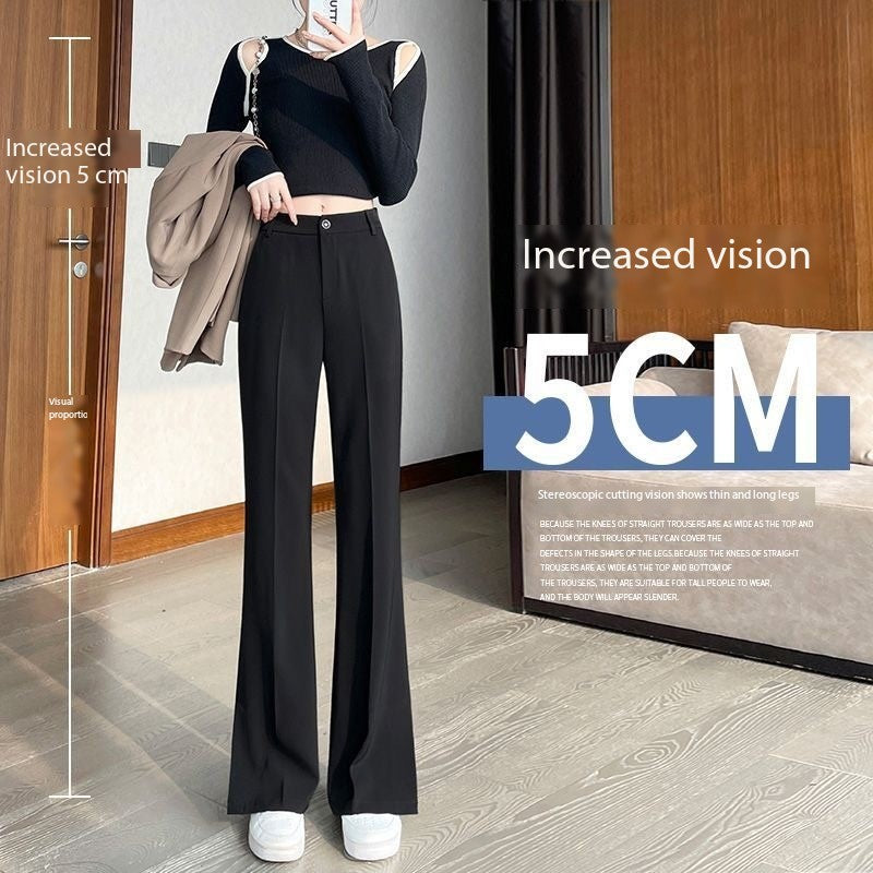 High-waisted loose slim fit versatile casual slit boot-cut suit pants