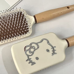 Hello Kitty Wooden Massage Hair Brush – Anti-Static Air Cushion Brush for Tangle-Free Styling