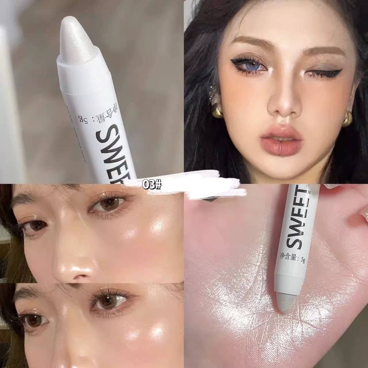 Glitter Eyeliner Highlighter Pencil Long Lasting Brightening Eyes Corner Pearly White Eyeshadow Pen Shiny Eye Cosmetic