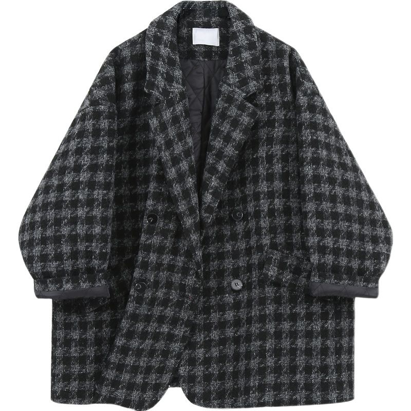 Checkered pattern black-white-Gray thick blazers