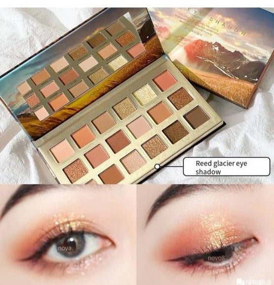 NOVO Earthy Glitter & Pearlescent Waterproof Eyeshadow Palette – Affordable and Student-Friendly, a Must-Have for Unicorn-Inspired Looks!