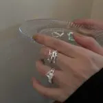 Geometric Square Zircon Open Ring – Adjustable High-End INS Style for Women - Image 6