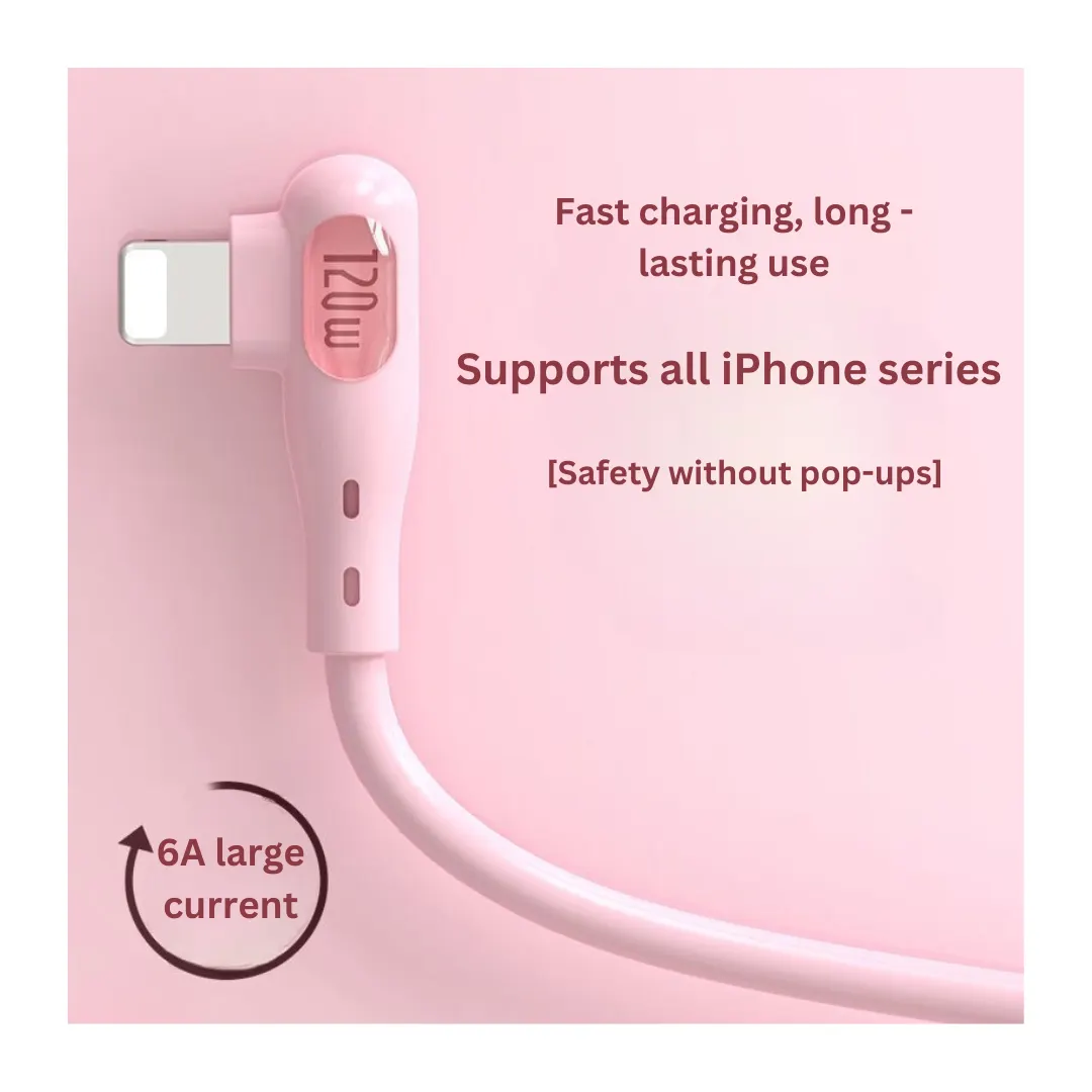 1_b1abf921-9f51-4853-a133-245db0534027 Curved Fast Charging Cable for iPhone Compatible with iPhone 14/11/7/8/6, USB, Game-Friendly Design. - Image 1