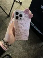 Hello Kitty Rhinestone Bowknot Full Coverage Phone Case for Apple Phones - Image 3